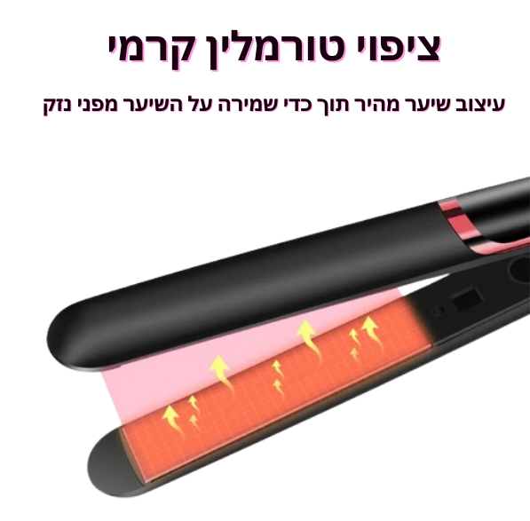 מחליק ומסלסל שיער 2 ב-1 עם חימום מהיר ותצוגת LCD